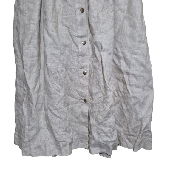 Not Perfect Linen Womens Skirt Size M Beige 100% Linen Midi Length Snap Front - Picture 4 of 8